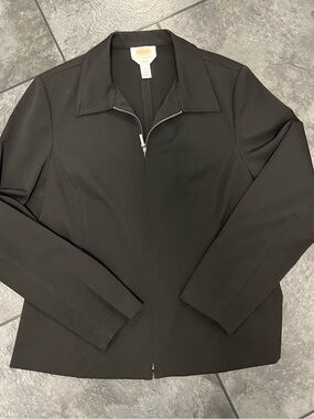 Talbots Black Zip-Front Blazer Jacket